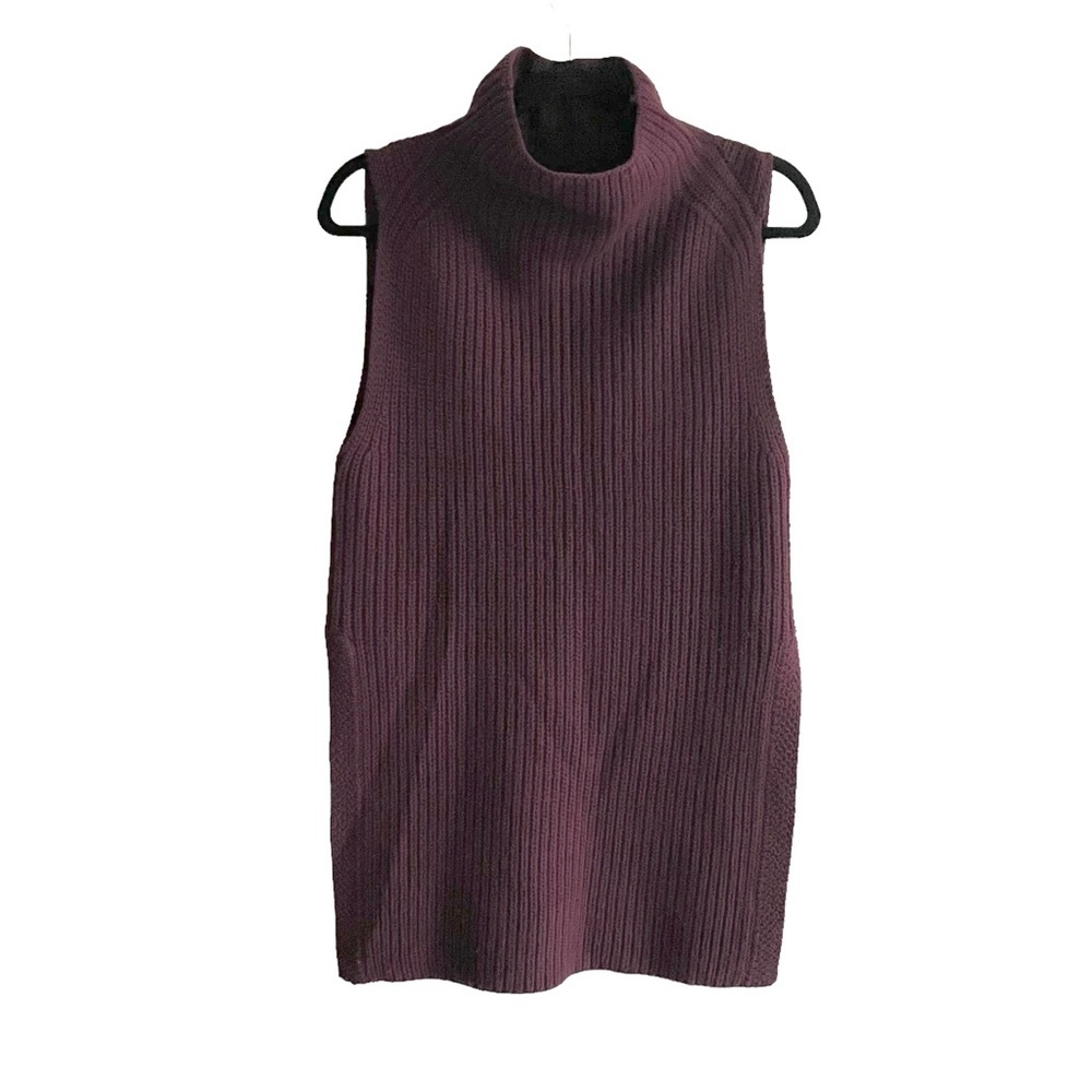 Aritzia Wilfred Durandal Wool Sleeveless Mock Neck Tunic Sweater Burgundy XS